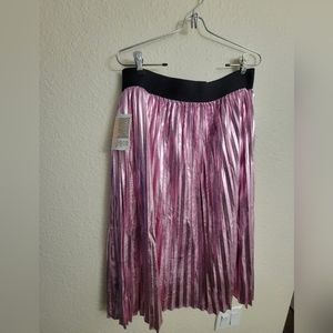 LuLaRoe Metallic Pink Jill Pleated Skirt